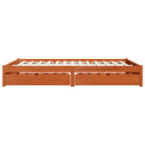Bed Frame with Drawer Wax Brown 150 x 200 cm Solid Pine Wood 3422718