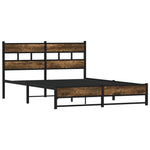 ZNTS Metal Bed Frame without Mattress Smoked Oak 140x190 cm 4017218