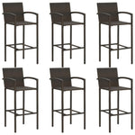 ZNTS 7 Piece Garden Bar Set Poly Rattan Brown 3064845