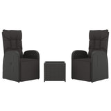 3 Piece Garden Lounge Set Black Poly Rattan&Steel 3157672