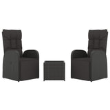 ZNTS 3 Piece Garden Lounge Set Black Poly Rattan&Steel 3157672