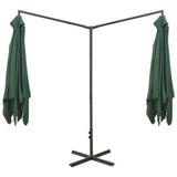 Double Garden Parasol with Steel Pole Green 600x300 cm 312554