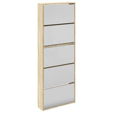 Shoe Cabinet 5-Layer Mirror Oak 63x17x169,5 cm 273937