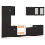 ZNTS 8 Piece Kitchen Cabinet Set Black Engineered Wood 3067640