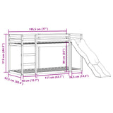 Bunk Bed with Slide&Ladder without Mattress White 90x190 cm Single 3284246