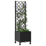 Garden Planter with Trellis&Wheels Black 40 x 40 x 146 cm PP 3422920