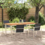 Garden Dining Set 5 pcs Solid Teak Wood and Stainless Steel 3334833