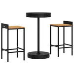 3 Piece Garden Bar Set Black Poly Rattan&Solid Wood Acacia 3187714