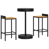 3 Piece Garden Bar Set Black Poly Rattan&Solid Wood Acacia 3187714
