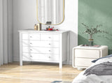 Modern Chest of Drawers, 5 Drawer Storage Cabinet with Metal Handles and Runners for Bedroom, White T3398P344211