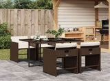 Garden Dining Set Brown Poly Rattan Four-seater Stackable 3211077