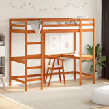 Loft Bed without Mattress Wax Brown 90x200 cm Solid Wood Pine 842853