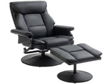 Swivel Recliner Chair with Footstool, PU Leather Recliner Armchair with Ottoman, Steel Base, T3398P377933
