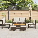 Garden Sofa Set 6 pcs Brown and cream Poly Rattan 4104701