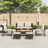 Garden Sofa Set 6 pcs Brown and cream Poly Rattan 4104701