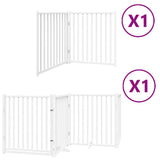 Dog Gate with Door Foldable 6 Panels White 480 cm Poplar Wood 3155733