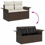 Garden Sofa with Cushion Brown 141 x 62 x 69cm Poly Rattan 42006703