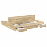 Storage Bed Frame Sonoma Oak 180 x 200 cm Engineered Wood 3335271
