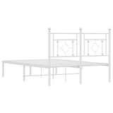 Metal Bed Frame without Mattress with Headboard White 120x200cm 374386