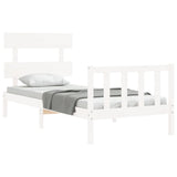 Bed Frame without Mattress White Single Solid Wood Pine 3193237