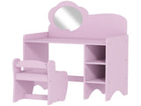 Kids Dressing Table with Mirror, Stool, Kids Vanity Table with Shelves, for Ages 3-8 Years, Purple T3398P422154