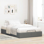 Ottoman Bed Frame without Mattress Dark Grey Double Fabric 3310920