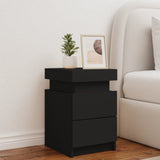 ZNTS Bedside Cabinet with LED Lights Black 35x39x55 cm 836751