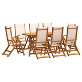 9 Piece Garden Dining Set Solid Wood Acacia and Textilene 3279271