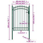 ZNTS Fence Gate with Spikes Steel 100x150 cm Green 146375