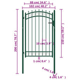 ZNTS Fence Gate with Spikes Steel 100x150 cm Green 146375