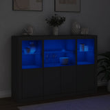 Sideboards with LED Lights 3 pcs Black Engineered Wood 3209108