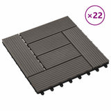 22 pcs Decking Tiles 30x30 cm 2 sqm WPC Dark Brown 277805