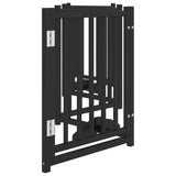 Dog Gate with Door Foldable 6 Panels Black 300 cm Solid Wood Fir 352285