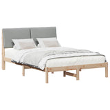 Bed frame Brown and light grey 140 x 200 cm Solid pine wood 878744