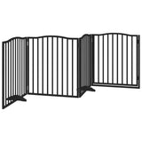 Dog Gate with Door Foldable 4 Panels Black 320 cm Poplar Wood 352227