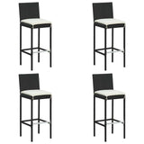 Bar Stool Set of 4 Black and cream Poly rattan Counter Height 316670