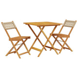 Bistro Set Beige Solid acacia wood, PE rattan Regular Foldable 3281864