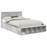 Bed Frame with Shelf Concrete Grey 150 x 200 cm Engineered Wood 3408357