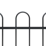 ZNTS Garden Fence with Hoop Top Steel 1.8 m Black 144929