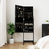 Mirror Jewellery Cabinet with LED Lights Free Standing Black 353263