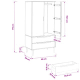 Wardrobe MOLDE Black 90 x 55 x 175 cm Solid Pine Wood 42020940