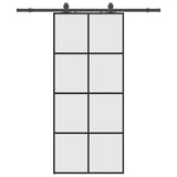 Sliding Door with Hardware Set Black 90x205 cm ESG Glass 3375805