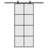 Sliding Door with Hardware Set Black 90x205 cm ESG Glass 3375805