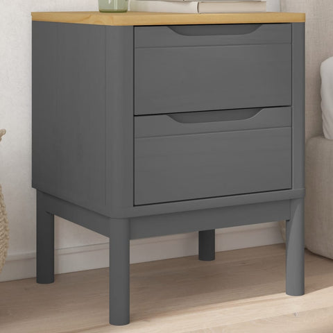 ZNTS Bedside Cabinet FLORO Grey 45x39x57 cm Solid Wood Pine 374004