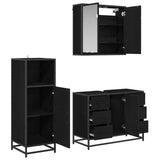 Bathroom Furniture Set 3 pcs Black Oak Engineered Wood 3402313