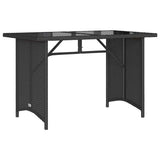 Garden Table Black Poly Rattan, Tempered Glass, Powder-Coated Steel 366350