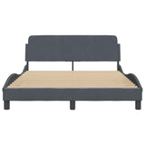 Bed Frame "Dover" Dark Grey 135x190 cm Double Velvet 373329