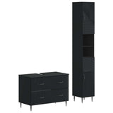 2 Piece Bathroom Cabinet Set HAARLEM Black Engineered Wood 3417532