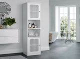 163cm Bathroom tall cabinet with adjustable drawer shelves, louvered door floor-standing storage W6296P540656