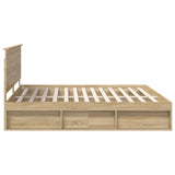 Bed Frame with Headboard Sonoma 200 x 200 cm Solid Pine Wood 3410967